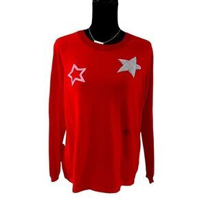 Unique 100% Cotton FOIL Sweater with Stars and Stripes including metal buttons M